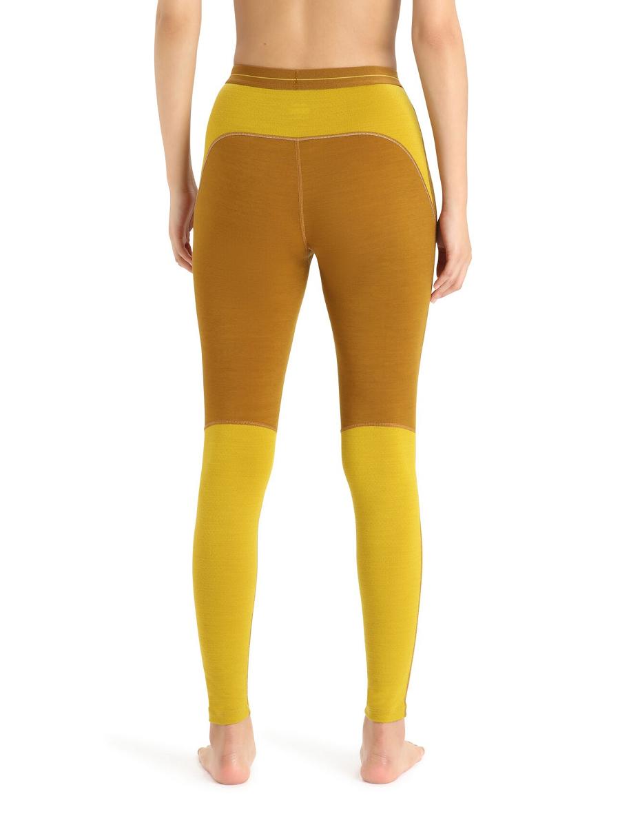 Clove / Silent Gold Women's Icebreaker 200 ZoneKnit™ Merino Leggings | USA 1526BEXC